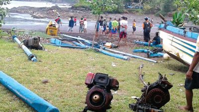 Rolled by the waves, Two Fishing Boats Damaged