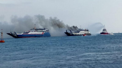 KMP Labrita Adinda dari Bali Tujuan Banyuwangi Terbakar