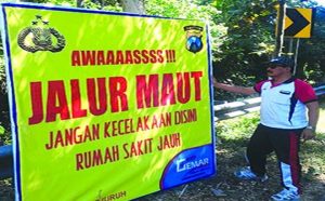 Polsek Singojuruh Pasang Imbauan di Titik Rawan Laka Lantas