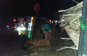 Sugarcane Loading Truck Overturned, Jember Gumitir Trail – Banyuwangi Choked