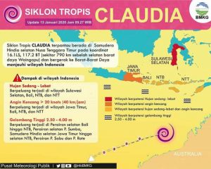 BMKG Info Extreme Weather Early Warning: Caution for Tropical Cyclone Claudia