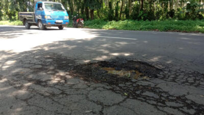 Jalan Berlubang di Banyuwangi Nyaris Makan Korban