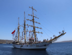 The legend KRI Dewaruci docks in Banyuwangi