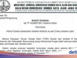 Taman Wisata Alam Kawah Ijen Ditutup Sementara!