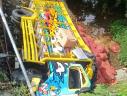 Truk Bermuatan Kacang Tanah Terjun ke Jurang di Perbatasan Sidodadi-Sumberanyar
