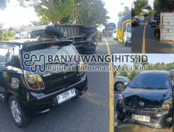 Banting Setir ke Kanan, Truk Tabrak Mobil Agya di Jalan Wongsorejo Banyuwangi