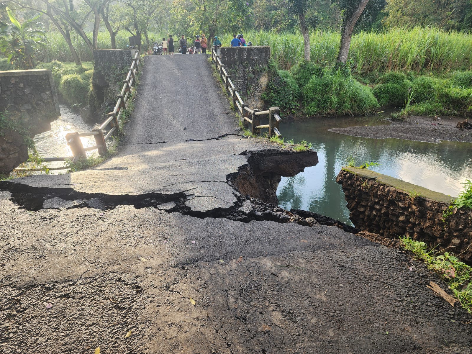 jembatan-penghubung-sumberagung-kandangan-amblas,-akses-warga-terganggu