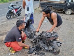 Motor Terbakar di Singojuruh, Diduga Akibat Kebocoran Selang Bensin