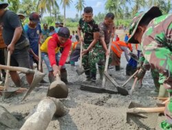 Satgas TMMD 125 Kodim Banyuwangi Laksanakan Pengecoran Jembatan Penghubung Desa di Siliragung
