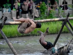 Seru Banget! Lomba Gepuk Guling di Sawah Warnai HUT ke-80 RI, Penonton Histeris