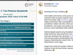 Pengumuman Lolos Seleksi Administrasi Asisten Bisnis Kemenkop, Selamat Maju ke Babak Tes