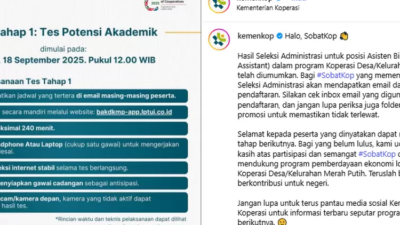 pengumuman-lolos-seleksi-administrasi-asisten-bisnis-kemenkop,-selamat-maju-ke-babak-tes