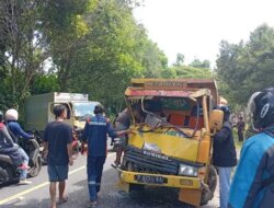 Truk Adu Moncong di Jalur Rawan Banyuwangi! Sopir Luka Parah Usai Tabrakan di Sasak Tambong