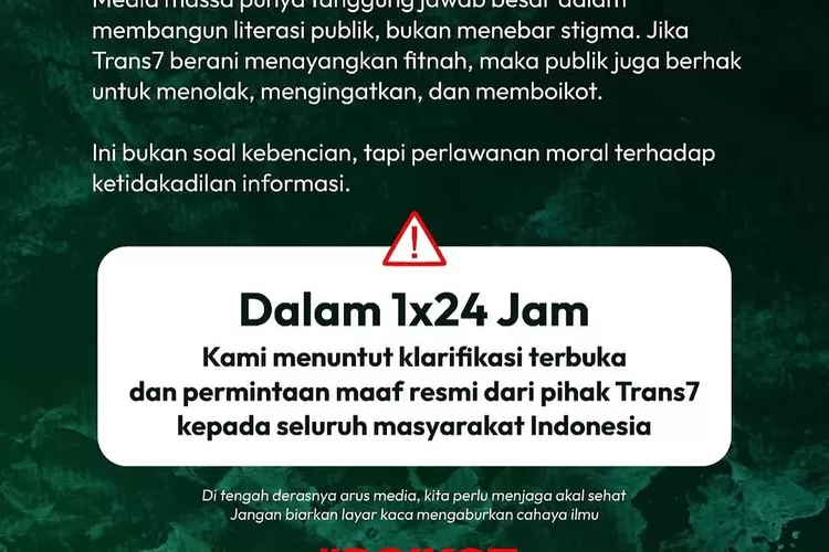 tagar-#boikottrans7-meledak!-santri-se-indonesia-geram,-trans7-akhirnya-minta-maaf-resmi-ke-pesantren-lirboyo