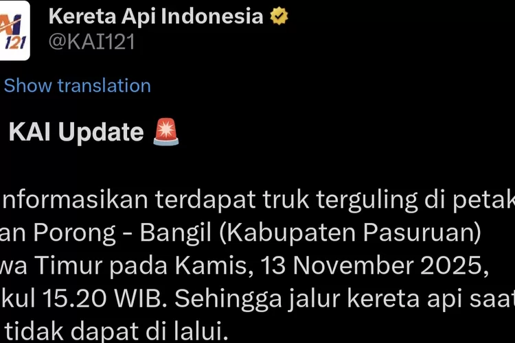 truk-terguling-di-jalur-porong–bangil,-perjalanan-kereta-api-terganggu