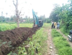 Hujan Deras Picu Banjir di Bangsring, Warga Gotong Royong Bangun Drainase dengan Alat Berat