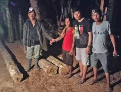 Patroli Gabungan Tegaldlimo Bekuk Pelaku Illegal Logging, Enam Gelondong Jati Ilegal Diamankan