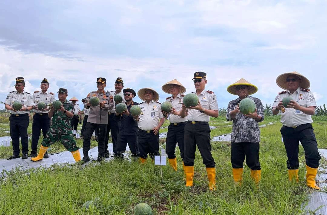 lapas-banyuwangi-panen-semangka-cocok-tanam-warga-binaan,-hasil-didonasikan-ke-korban-bencana