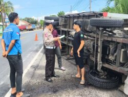 Truk Box Terguling di Wongsorejo Banyuwangi, Sopir Selamat Tanpa Luka