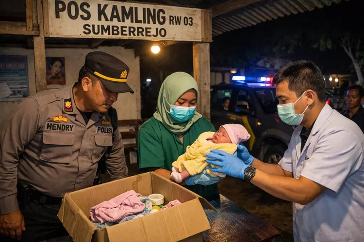 bayi-perempuan-ditemukan-di-pos-kamling-sumberrejo-banyuwangi,-tali-pusar-sudah-terpotong-dan-terawat