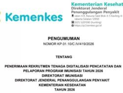 Kemenkes Buka Rekrutmen Tenaga Digitalisasi Imunisasi 2026, Ini Formasi, Syarat dan Jadwal Seleksinya