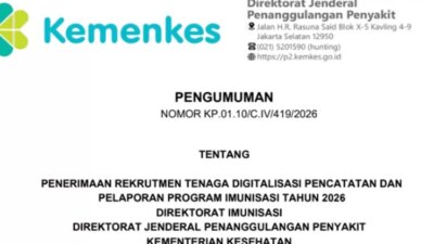 kemenkes-buka-rekrutmen-tenaga-digitalisasi-imunisasi-2026,-ini-formasi,-syarat-dan-jadwal-seleksinya