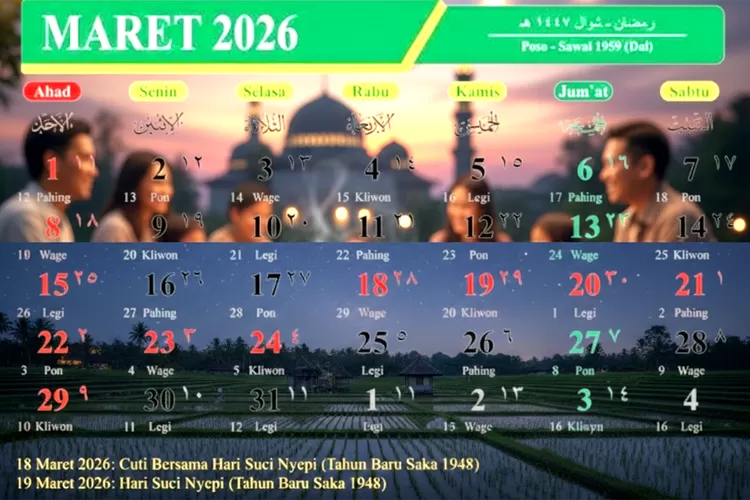 kalender-maret-2026-lengkap:-tanggal-merah,-cuti-bersama,-dan-long-weekend-7-hari